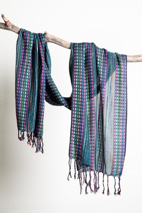 Retro Dot Stripe Fringe Scarf Hot on Sale