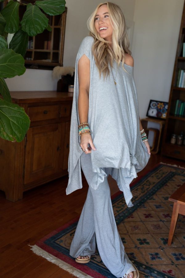Wren Tunic and Cher Flare Set - Heather Gray For Cheap - Image 3