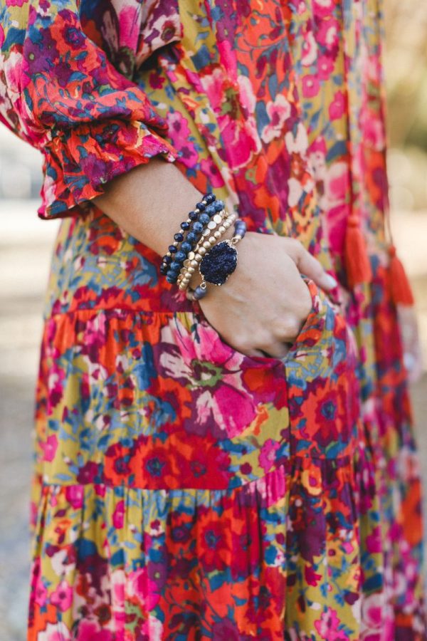 Chantel Beaded Bracelet Set - Navy Sale