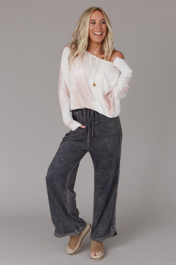 So Comfy Wide Leg Pant Full Length - Charcoal For Discount