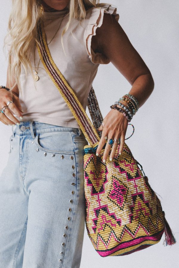 Hudson Raffia Bag - Mustard Online