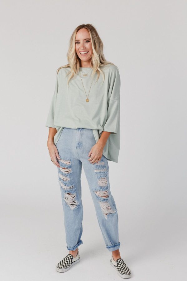 The Nest Cozy Cool Oversized Tee - Sage Discount - Image 3