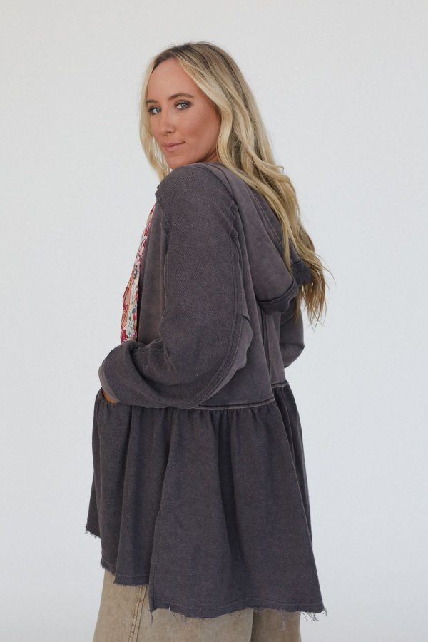 Annie Zip Up Hoodie Shacket - Gray Discount - Image 4