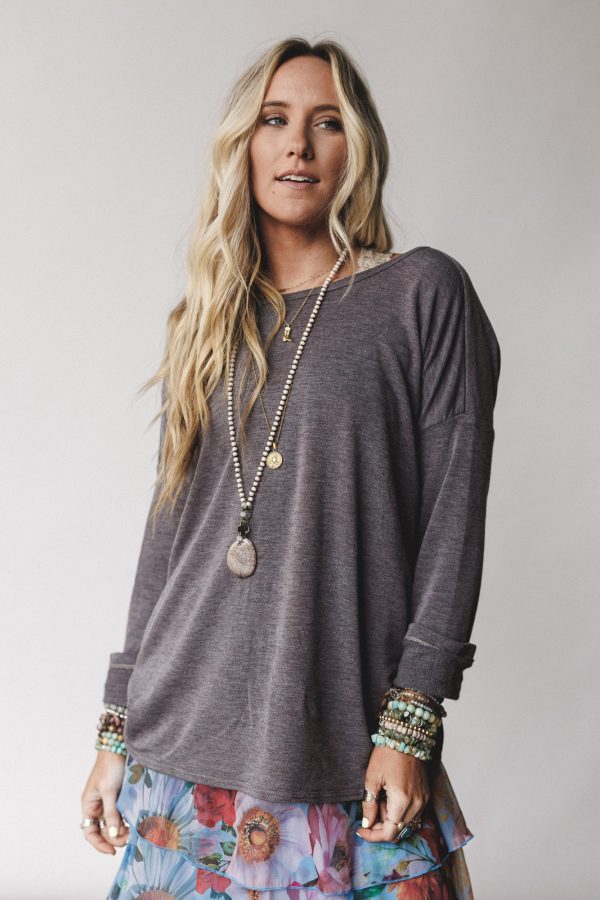 The Nest Twisted Harmony Top - Charcoal Brown For Cheap - Image 4
