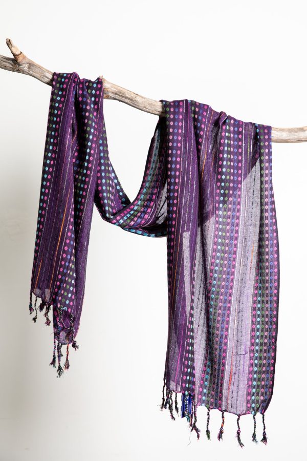 Retro Dot Stripe Fringe Scarf Hot on Sale - Image 3