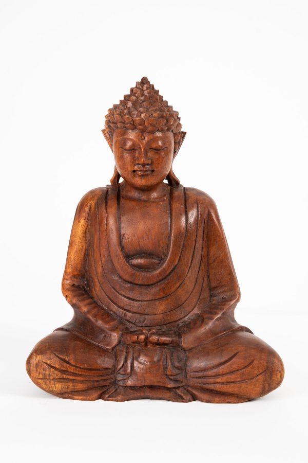 Dhyana Mudra Wooden Buddha Sculpture For Sale