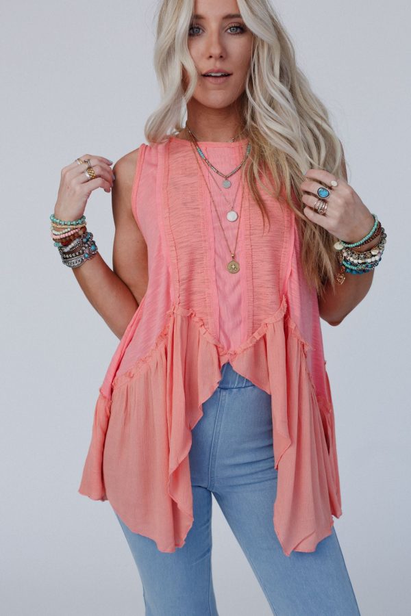 Sicilia Ruffle Top - Coral Online Hot Sale