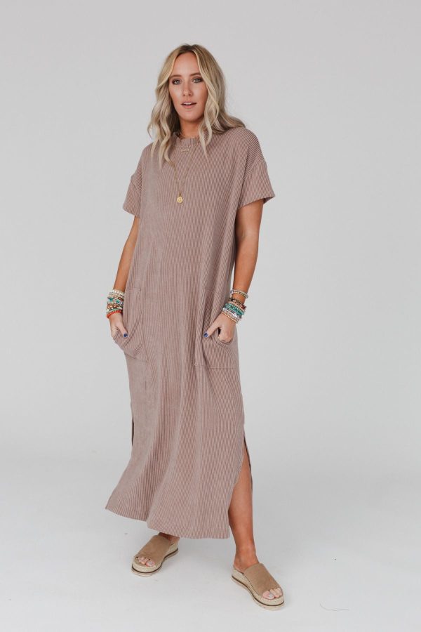 The Nest Easy Days Maxi Slit Tee Dress - Acorn Discount