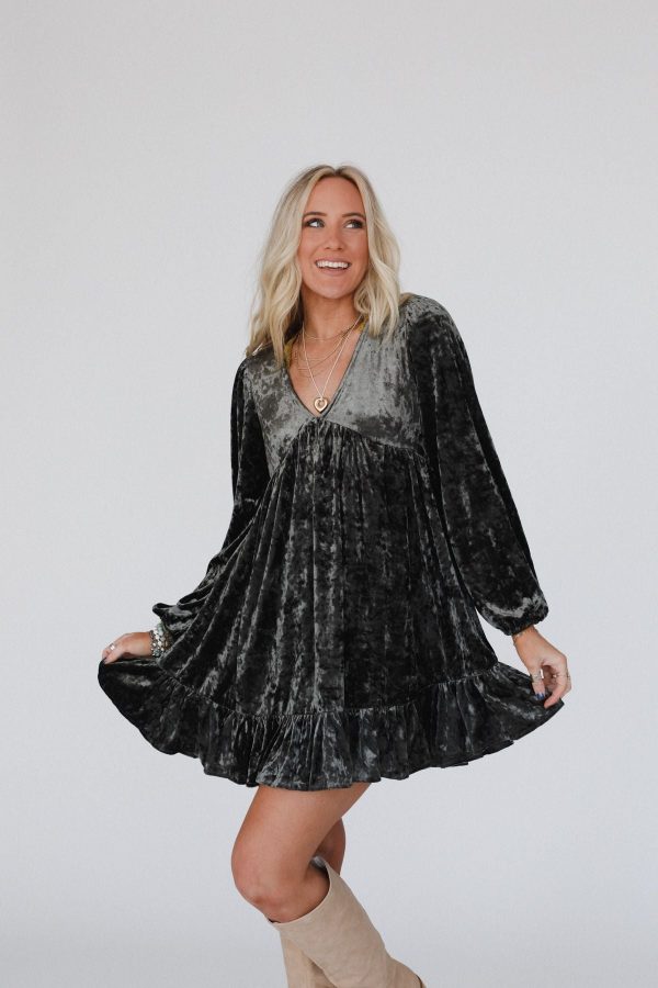 Last Dance Velvet Dress - Olive Discount