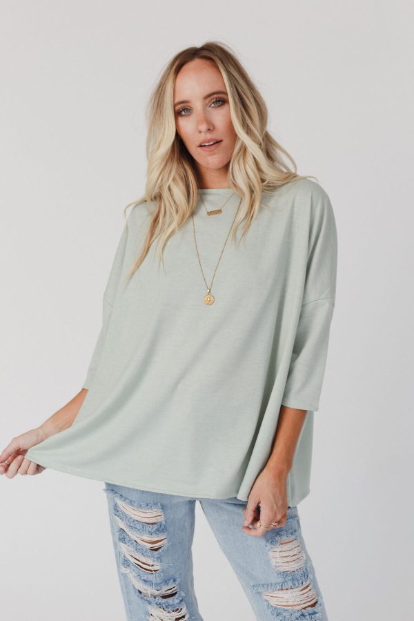 The Nest Cozy Cool Oversized Tee - Sage Discount