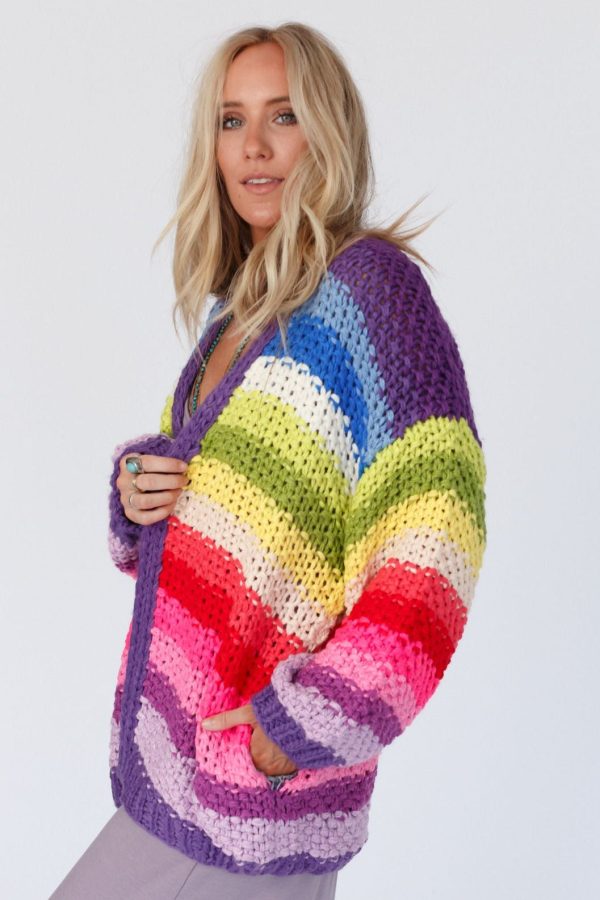 Wrapped up in Color Knit Cardigan - Purple Multi For Sale - Image 4