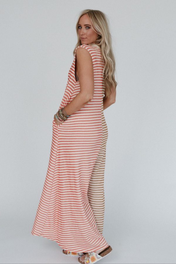 Daphne Striped Wide Leg Jumpsuit - Coral Multi Online - Image 3