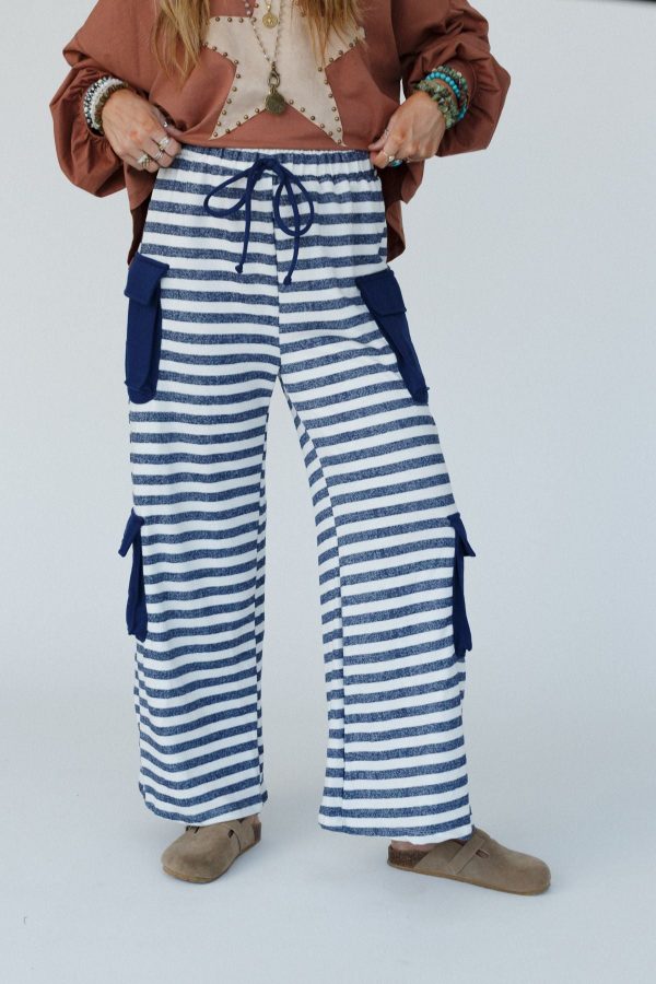 Sailor Stripe Wide Leg Pants - Navy For Cheap