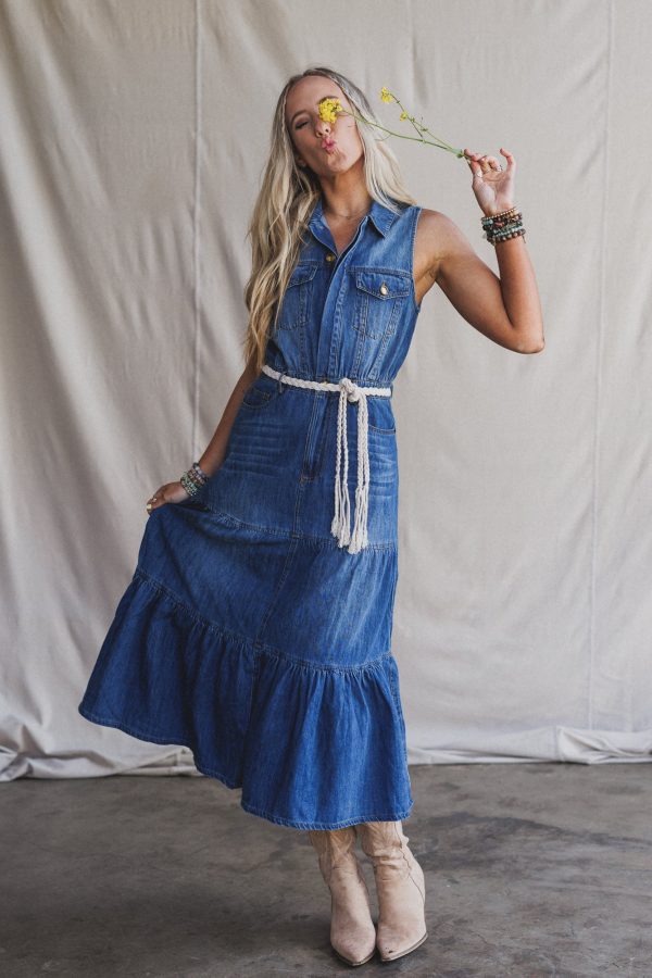 Bluebird Denim Maxi Dress - Medium Wash Online now