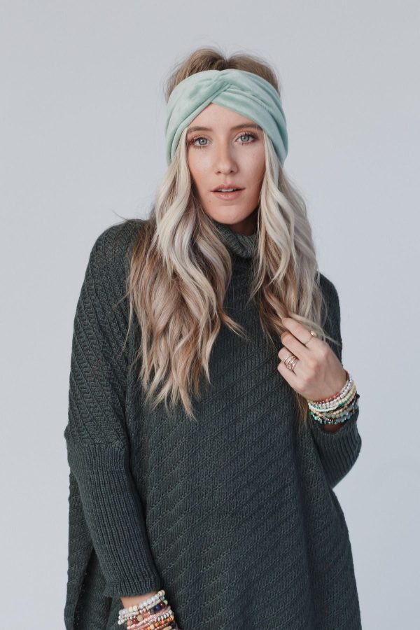 Everyday Velvet Headband - Sage Online Hot Sale - Image 2