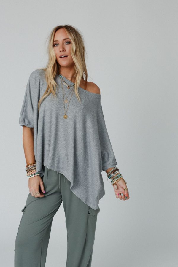 The Nest Kelsie Dolman Top- Heather Gray Hot on Sale