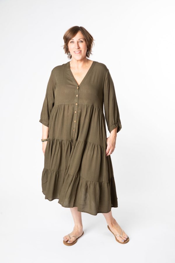 Long Layered Crepe Dress Online Sale - Image 3