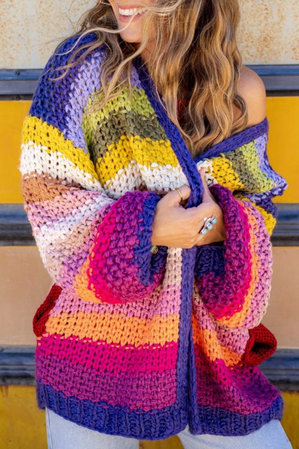 Wrapped up in Color Knit Cardigan - Rainbow Supply