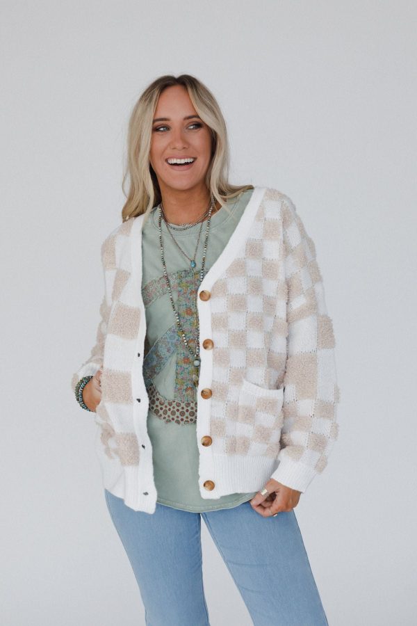 Checkmate Cardigan - Taupe Multi Hot on Sale