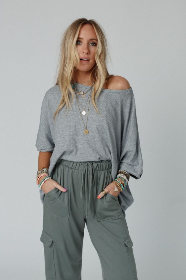 The Nest Kelsie Dolman Top- Heather Gray Hot on Sale - Image 4