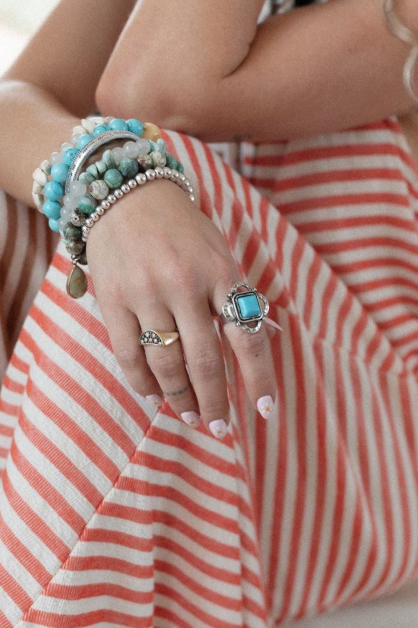 Whimsical Square Ring - Turquoise Online Sale