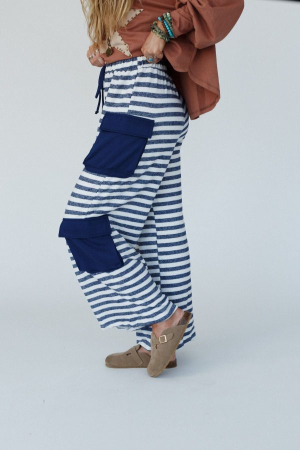 Sailor Stripe Wide Leg Pants - Navy For Cheap - Image 3
