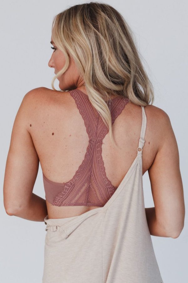 Evermore Seamless Lace Racerback Bralette - Mauve Supply