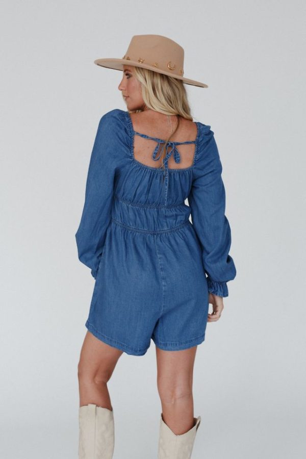 Indigo Breeze Smocked Romper - Blue Discount - Image 4