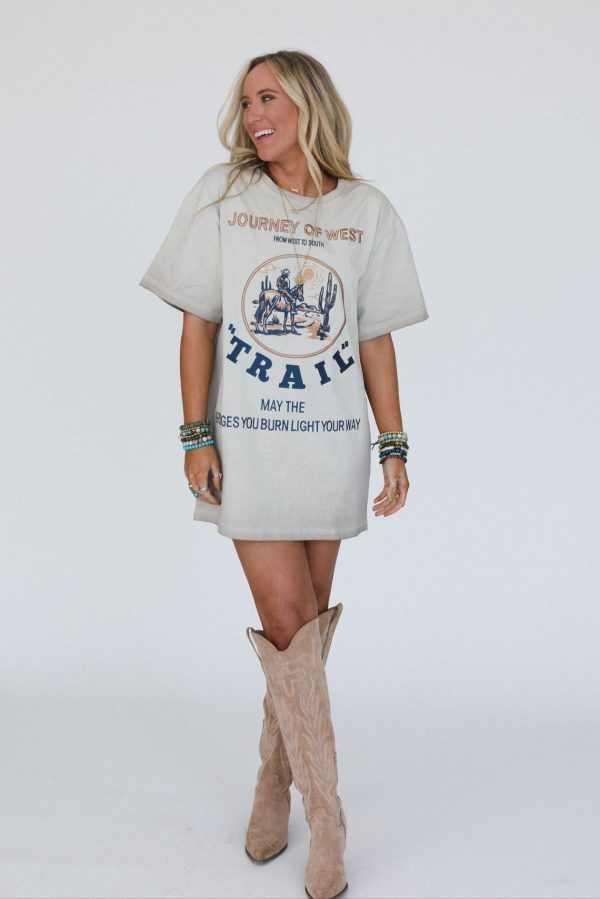 Light The Way Graphic Tee Dress - Tan Discount