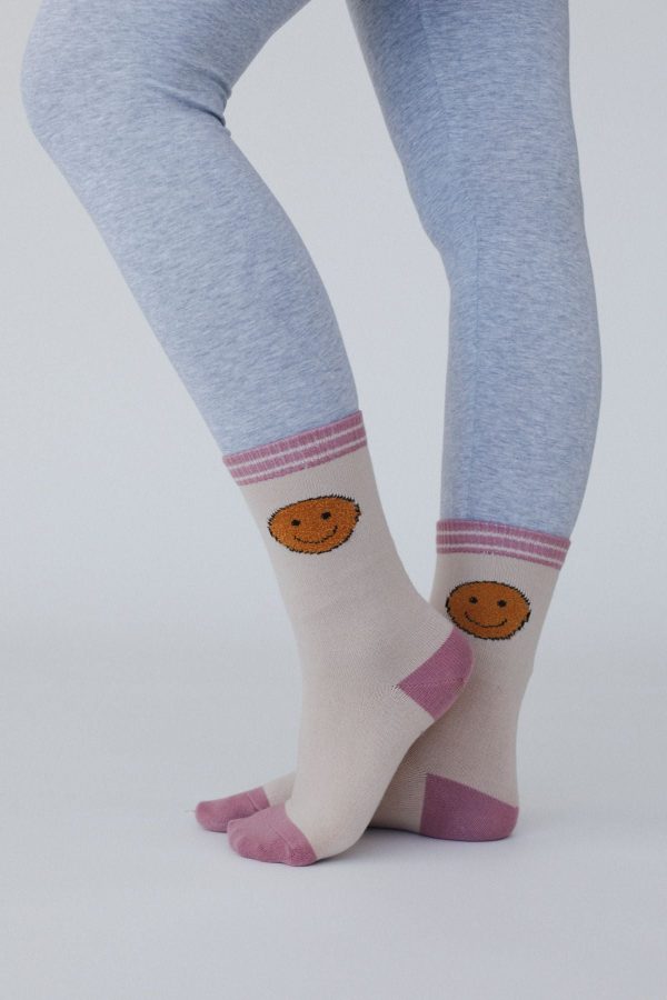 Happy Feet Smiley Face Socks - Tan Online - Image 2