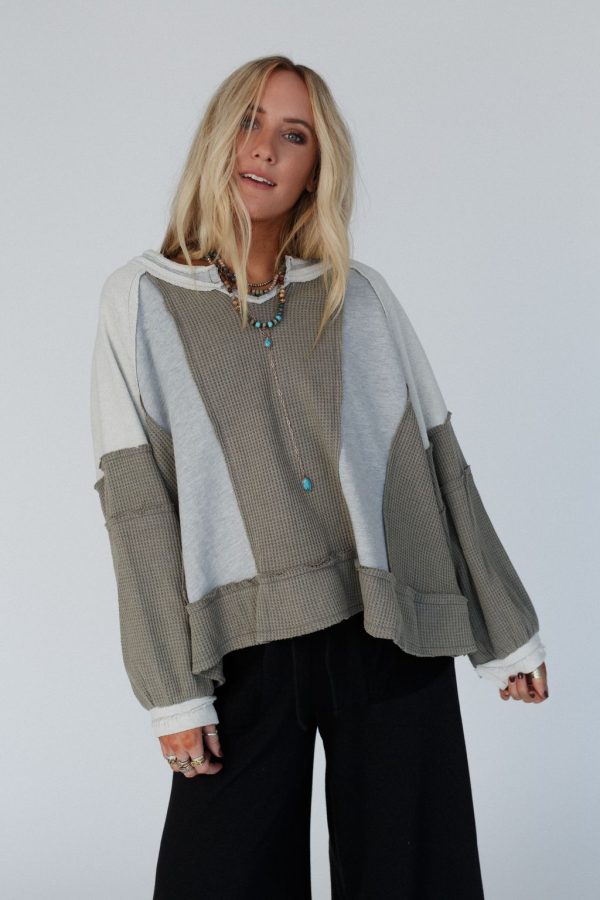 Ashley Color Block Top - Gray Hot on Sale