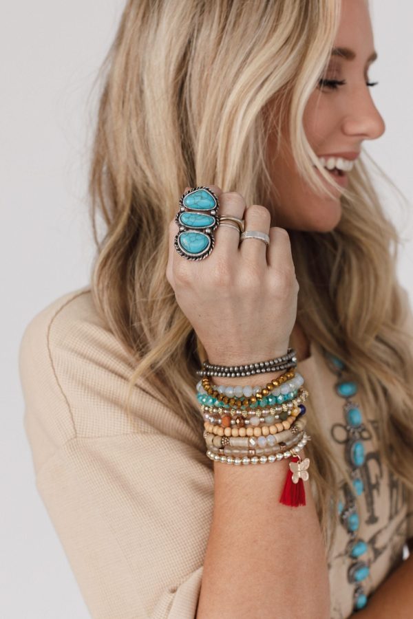 Turquoise Nights Layered Ring - Turquoise Online now - Image 4