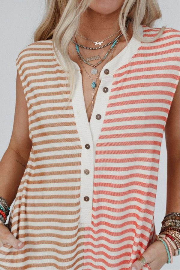 Daphne Striped Wide Leg Jumpsuit - Coral Multi Online - Image 5
