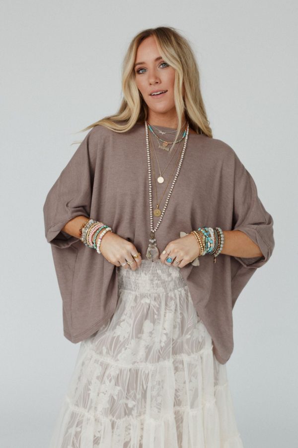 The Nest Kelsie Dolman Top - Dark Oatmeal For Discount - Image 2
