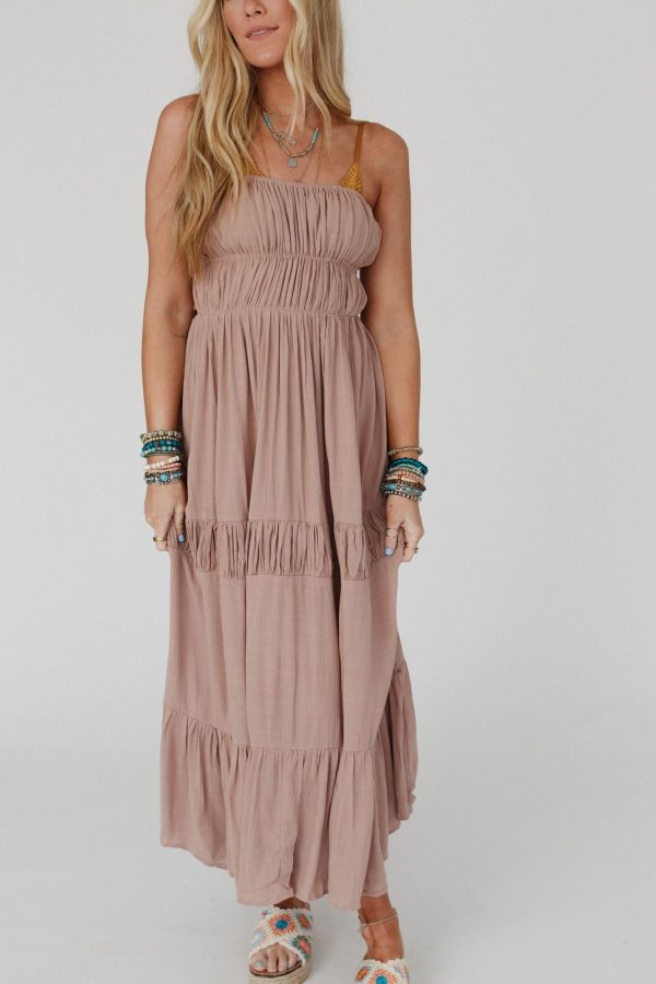 Malta Tie Back Maxi Dress - Taupe Supply - Image 2