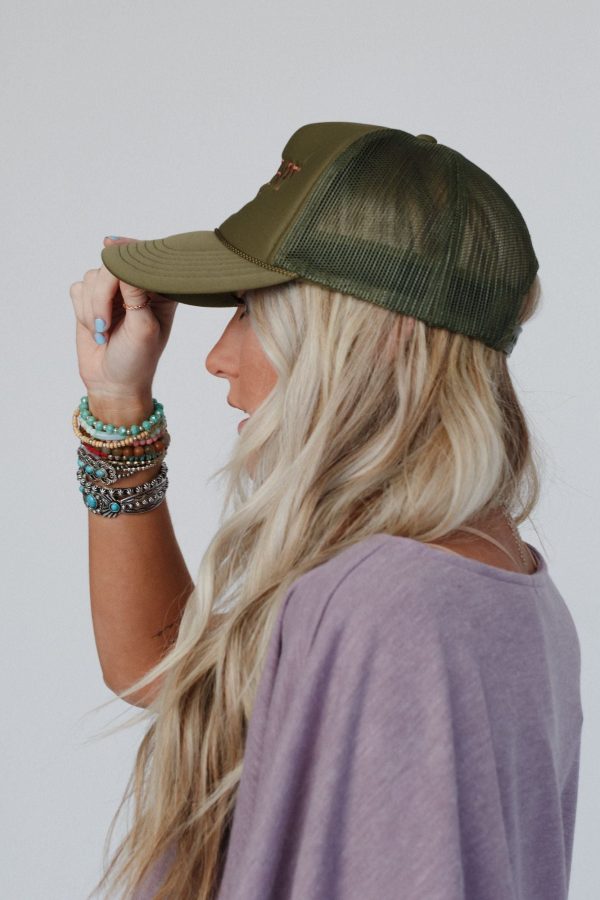 Not Your Cowboy Trucker Hat - Olive Sale - Image 2