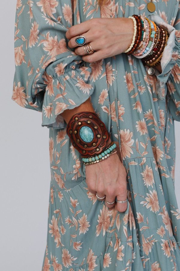 Aegean Boho Leather Cuff Bracelet - Brown For Discount - Image 4
