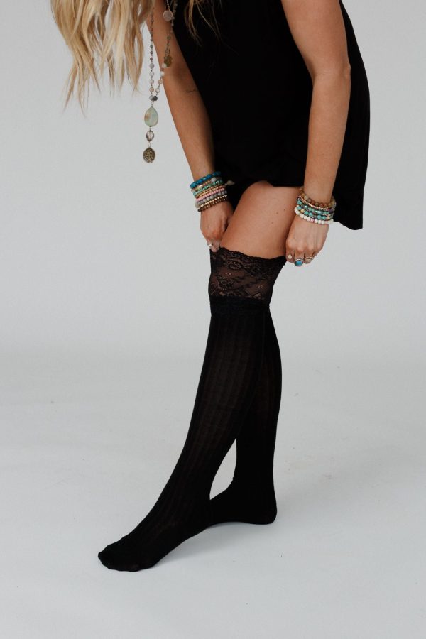 Becca Knee High Socks - Black Online Hot Sale