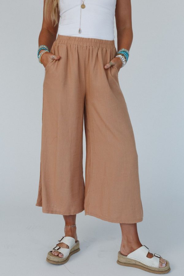 As You Wish Wide Leg Pants - Camel For Cheap